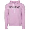 Pink pullover hoodie with white drawstrings and the words 'STATES ROYALTY' printed across the chest.