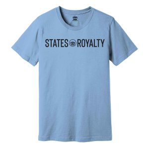 Light blue T-shirt with 'STATES ROYALTY' logo across the chest and a small crown emblem in the center of the text