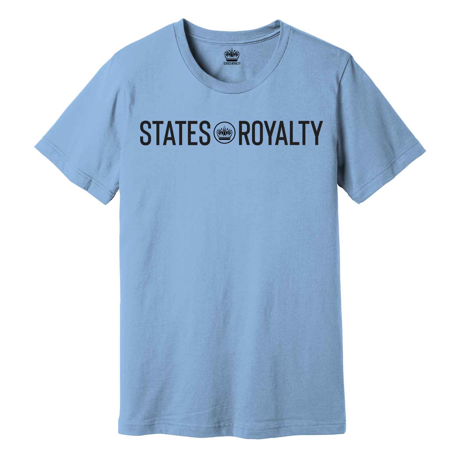 Light blue T-shirt with 'STATES ROYALTY' logo across the chest and a small crown emblem in the center of the text